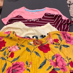 girl top bundle 10/12. Old navy yellow floral, HM yellow top, gap pink, stripe